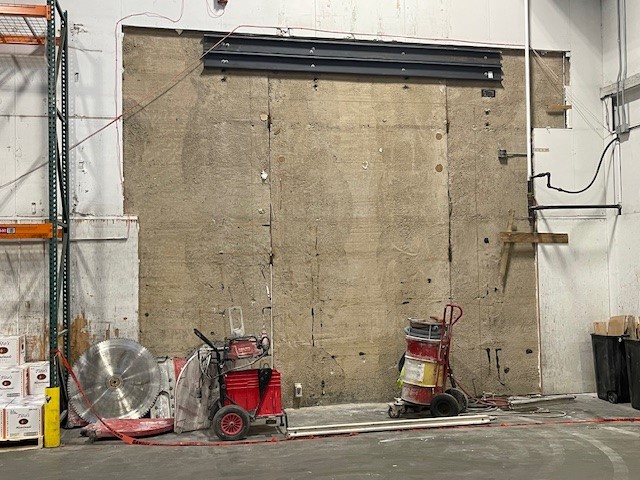 Preparation to cut the warehouse wall