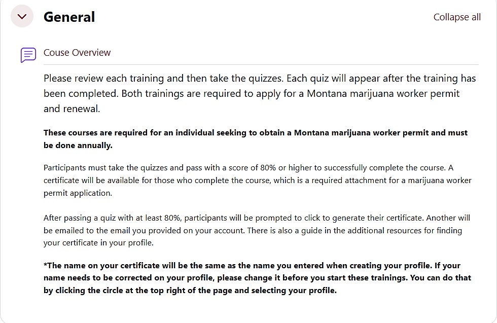 Course dashboard showing both courses and their certificate links. The Legal Sales Quiz section shows a 'Click Here For Your Certificate of Completion' link locked until the quiz is passed, labeled 'LEGAL SALES CERTIFICATE' in red. The Human Trafficking Quiz section shows a similar locked certificate link labeled 'HUMAN TRAFFICKING CERTIFICATE' in red. Red progress bars appear below each completed section.