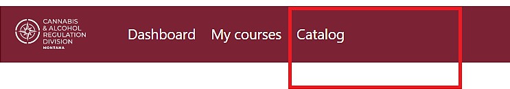 Worker Permit Required Training 2026 course page showing an 'About this course' section describing required training for a Montana marijuana worker permit, a 'Dates' section, and a 'Self enrollment (Student)' section indicating no enrollment key is required. A red arrow points to the dark red 'Enroll me' button.