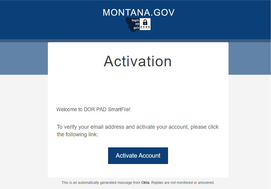 Screenshot of Account Activation email with large button that reads: Activate Account