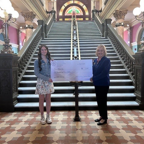 Alison Nau and Lt. Governor Kristen Juras at the scholarship ceremony at the Helena State Capitol.