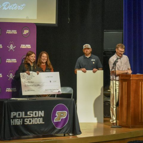 Elsie Detert at scholarship ceremony at Polson High School.